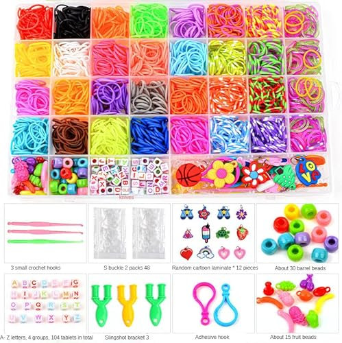 TONZACK 2800+Loom Bänder Set,30 Farben Gummibänder Kit,40 Rastern Gummibänder Loops,DIY Kinderarmband Basteln mit,Elastisches Loombänder,perlenbesetzten Hakenanhängern.Jungen-und Mädchengeschenke
