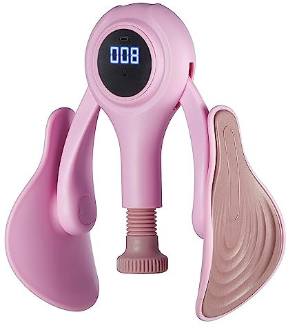 Umelee Oberschenkeltrainer für Frau mit Zähler & Kraftanpassung, Beckenbodentrainer für Zuhause & Fitnessstudio, Sportgeräte für das Training der Inneren Oberschenkel Hüfte Arm Bein Rücken (Rosa)