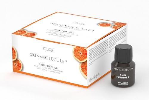 SKIN MOLECULE X - Skin Fórmula - Colágeno Marino Peptan® con Ácido Halurónico, Coenzima Q10, Vitaminas y Minerales, Colágeno Bebible | Rejuvenece e Hidrata la Piel, Fortalece Cabello (Plan 9 días)