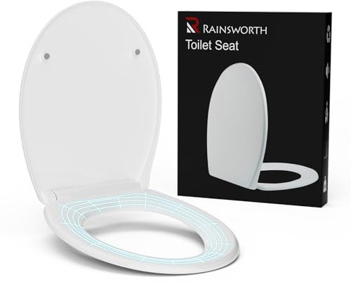 Rainsworth Copriwater Tavoletta WC Universale, Sedile WC a Forma O, Chiusura Rallentata, Cerniere Regolabili, Tavoletta Water Antibatterico, Carico Massimo 150 kg, Bianco