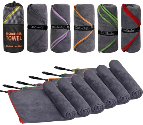 Dofilachy 6 Pack Camping Towel - Camping Towels Quick Dry Towel Microfiber Travel Sports Towel for Camp Bath Beach Swim, Large 24” x 48”