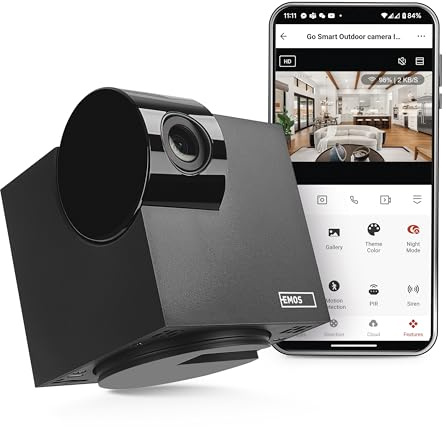 EMOS GoSmart övervakningskamera för inomhusbruk – 3 MP roterande wifi IP-kamera med app – nattseende – lutningsbar och vridbar – kompatibel med Google Assistant och Alexa – svart