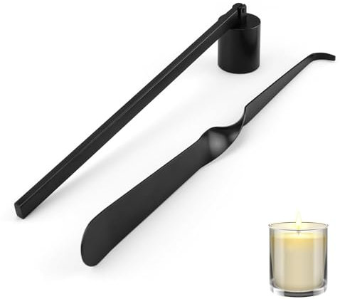 FINELYCR Spegni Candela in Acciaio Inossidabile, Spegni Candela per Candele in Acciaio Inox con Manico Lungo, Estintore per Candele per Gli Amanti delle Candele (Nero)