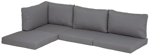 Beo Lounge-Kissen-Set | Made in EU | 8 Polster-Auflagen | Passend für LIPSON- & Shadow Lounge | Wasserabweisend & UV-beständig | 4X Sitz-Kissen & 4X Rücken-Kissen mit Reißverschluss | Grau