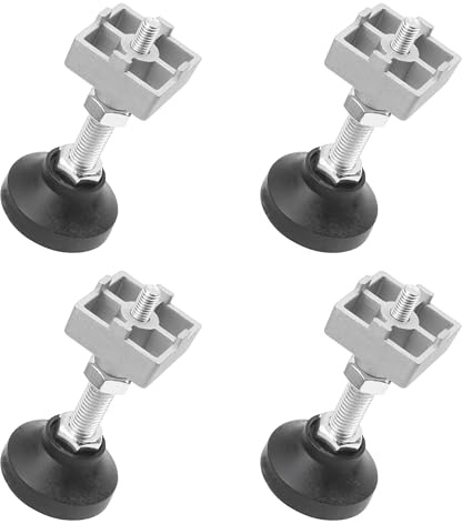 Rrina 4 Sets 4040 Series Aluminum Profile Adjustable Feet for T Slot 8mm Leveling Leg Bracket Connector