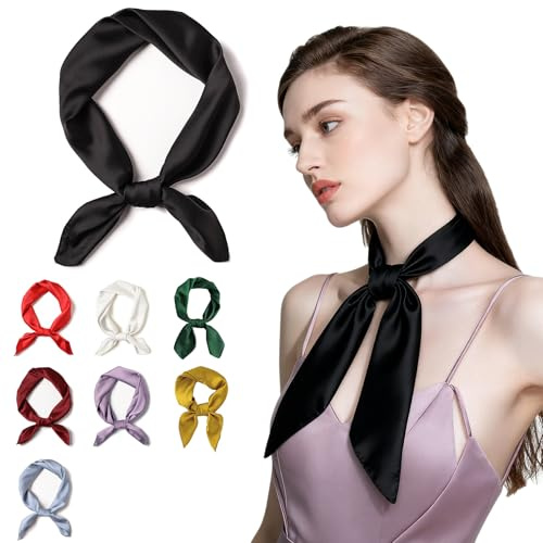 SHUBEIEUMI Hijab para Mujeres, Pañuelo Cuadrado para el Cuello, Bufanda y Fulares Panuelos, Pañuelo de Bolsillo, 70x70cm-Negro