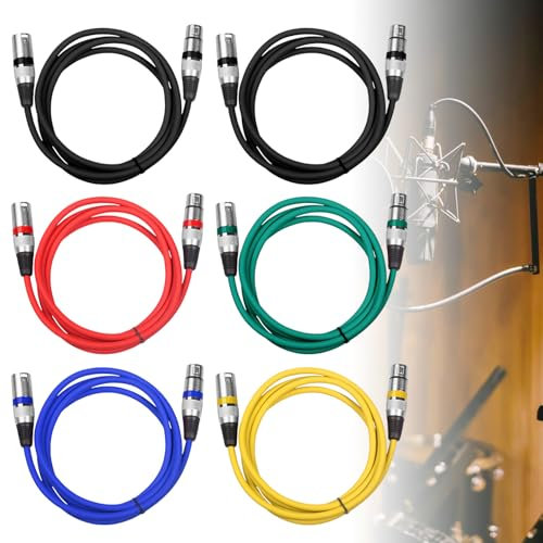 6Pack Cavo XLR, Cavo XLR Bilanciato, Cavo Microfono XLR, Cavi DMX Per Luci Cavo Da XLR 3 Pin Maschio A Femmina, Per Registratore Da Studio, Microfono, Di Altoparlanti Illuminazione Scenica