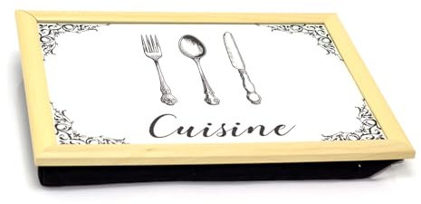 Carousel Home Vintage Style Cuisine Lap Tray With Cushion | Large Bean Bag Lap Tray Cushioned Trays For Eating | Padded Lap Trays With Bean Bag Cushion - 43x32cm