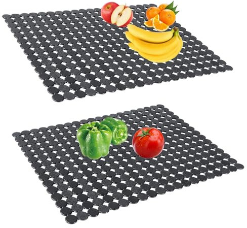 2 Stück Spülbeckenmatte Zuschneidbare Abtropfmatte PVC Küche Spülbeckeneinlage Spülbecken Schutzmatte für Schnell Abtropfende Abtropfmatten Protektoren Küchenspüle 30 x 40 cm (Schwarz)