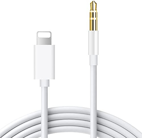 Vinmooog Câble Audio auxiliaire de Voiture pour iPhone [Certifié MFi] Auxiliaire Voiture Jack 3,5mm Stéréo Mâle Compatible iPhone14/13/12/11/XS/XR/8/7,Blanc, 1M