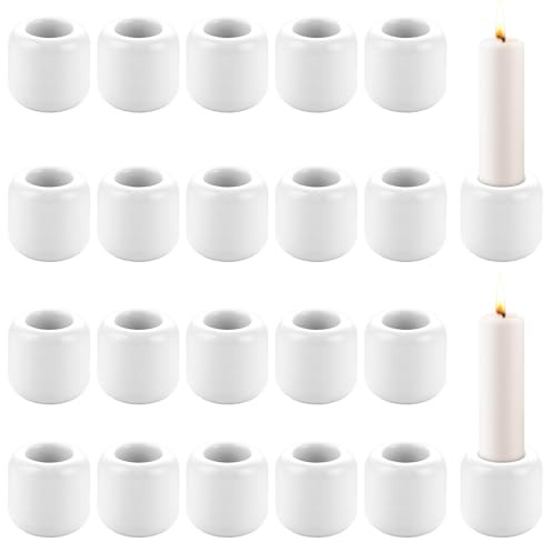 LOPYXBR 20 piezas portavelas para velas de varilla, 3,3cm de altura portavelas para velas de varilla, mini portavelas con orificio de 1,8cm, juego de portavelas de cerámica para bodas, cumpleaños
