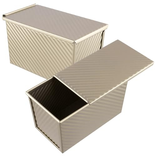 CHUENHEI 2 stycken bröd bakform med lock, 450 g deg brödbakform med lock, brödform brödform bröd, brödbakformar för bakverk kakor, 20,5 x 11,5 x 11 cm