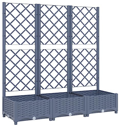 Refined Jardinera con Enrejado, Macetero de Plantas Flores, Maceta de Hierbas, Arriate para Jardín Patio Balcón Terraza, PP Azul Gris 120x40x121,5 cm