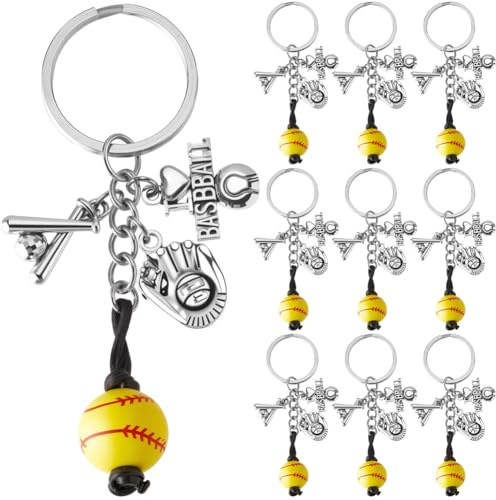 SUNNYCLUE 1 låda 20 set baseball nyckelringar bulk sport tema nyckelringar set metallhandskar träpärlor bollar lag belöningar nyckelring för hantverk fest bröllop gåva gör-det-själv handväska