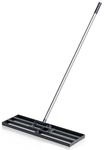 CRMCC Rasen-Nivellierrechen 76,2 x 25,4 cm mit 198,1 cm verstellbarem Edelstahlgriff – strapazierfähiges, breites Nivellierwerkzeug für große Flächen, Gras- und Bodennivellierer