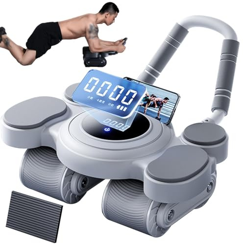 Pantalla Digital AB Roller con Contador de calorías y Rebote automático: Rueda Abdominal Inteligente con Soporte de Codo - Equipo de Entrenamiento de núcleo para el hogar para Gimnasia Fitness