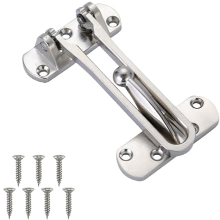 Door Chain Lock for Front Door Security Swing Bar Guard Lock Door Bar Restrictor Heavy Duty Door Safety Chain Latch for Home Apartment Hotel Childproof Reinforcement Door Stopper (Silver; 20*60*100mm)