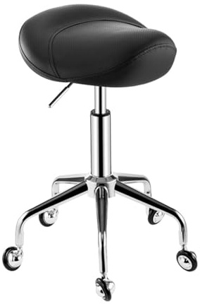 FXLUHAY Taburete Alto con Asiento de Silla de Montar, Barra de Masaje, Silla de Oficina giratoria de 360 ​​Grados con Acolchado Ancho y Grueso.