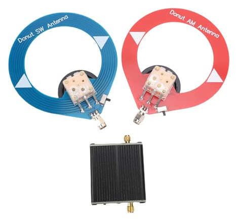 Denash Antenne Donut, Bleu SW 4 MHz à 24 MHz Rouge AM MW 500 KHz à 2000 KHz Antenne en Boucle avec Large Plage de Fréquences, pour Radio Intérieure Home Cinéma Récepteur Stéréo AV