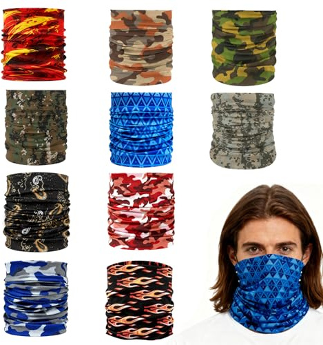 10 Pcs Multifunción Pañuelo deportivo, Bandana para deportes al aire libre, cubrebocas unisex lavable, resistente a los rayos UV, gorro deportivo para