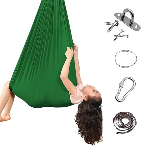 Aerial, set di amaca da yoga, 150 x 280 cm, Aerial Yogas Swing Air, anti-gravità, yoga, swing, yoga, con raccordi, altalena, hammock swing, capacità di carico 200 kg (verde)