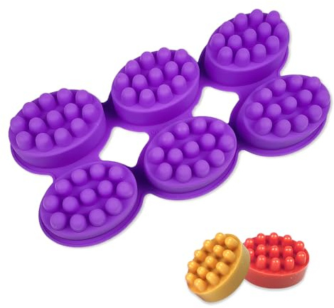 HMCEY Stampi in Silicone per Sapone 6 Cavidades,Stampo per Sapone da Massaggio,Stampi per Candele Fai da Te,Stampo Resina Epossidica,Candle Mould per la Produzione Cioccolato, Artigianale - Viola