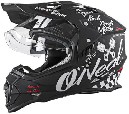 O'NEAL | Motorradhelm | Enduro Motorrad | Ventilationsöffnungen für maximalen Luftstrom & Kühlung, ABS-Schale | Sierra Helmet Torment V.23 | Erwachsene | Schwarz Weiß | S