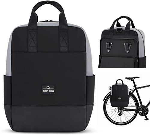 Johnny Urban Fahrradtaschen für Gepäckträger Damen & Herren Schwarz Reflektierend - Jona Medium Bike - 2 in 1 Fahrrad Tasche Rucksack & Gepäckträgertasche Hinten - Wasserabweisend