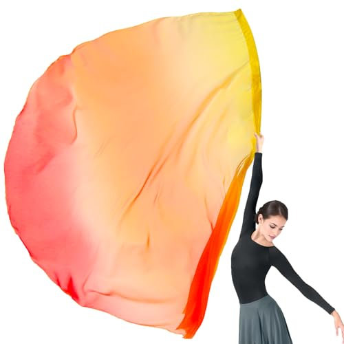 Baisdan 75x 55 Extra Large Worship Flags With Flex Rod Church Prophetic Worship Adoration Praise Dance（2#YELLOW-ORANGE-RED-Telescopic Flex Rod）