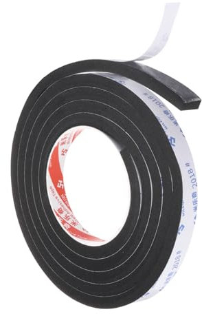 PATIKIL Nastro in Schiuma Sigillante da 2m/6.6ft, Larghezza 1.5cm Spessore 10mm Nastro Sigillante Monofacciale per Isolamento Finestre e Porte, Nero