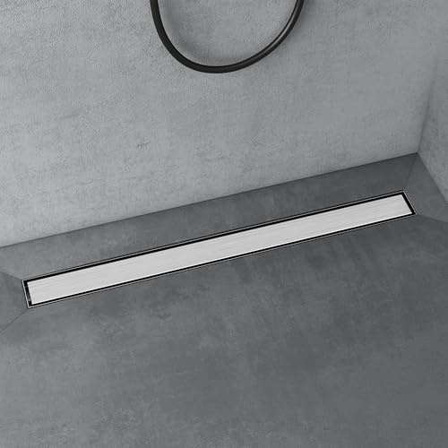 doporro Komplettset Duschrinne 100 cm aus Edelstahl, Bodenablauf in Chrom