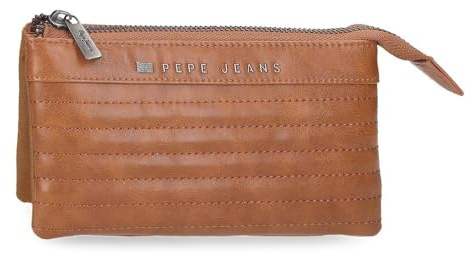Pepe Jeans Joumma Bags Biker, Kulturbeutel, Umhängetasche, perfekt zum Organisieren, mehrere Fächer, braun, Geldbörse, Geldbörse