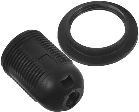 Housoutil E26 Light Bulb Socket Lamp Holder Flame Retardant Lamp Base Full Threaded Screw for Pendant 250v Black