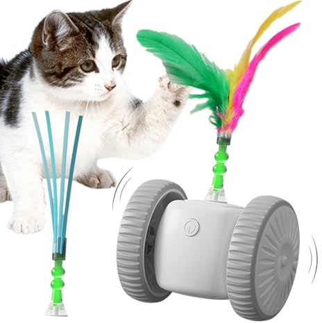 Schattig Kantoorartikelen Set | Jeu Intelligent Pour Chat À Détection De Mouvement Avec Plumes | Jouet Intelligent À Capteur Pour Chaton - Exercice Entraînement Anti Ennui Divertissement Intérieur