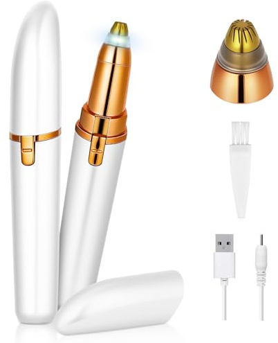 AYBUY Eyebrow Trimmer for Women,Rechargeable Eyebrow Shaper, White | Portable Painless Lady Trimmer Hair Remover, Electric Facial Hair Remover Shaver, for Brows Face Cheek Lips Fuzz