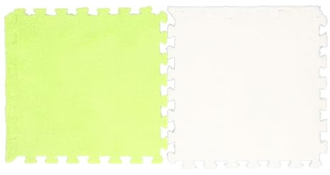 Matybobe Alfombra de Espuma de Felpa para Suelo, Azulejos Espuma Entrelazados, Revestimiento Suelo, Alfombra Rompecabezas, EVA Suave, Antideslizante, C (Verde Fluorescente Blanca)