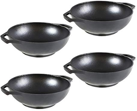 Lodge Cast Iron 9 Inch Mini Wok, Set of 4