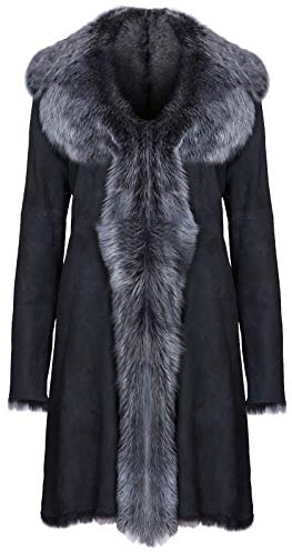 Infnity Leather Impermeabile da Donna Nero in Vera Pelle Scamosciata da Toscana XS