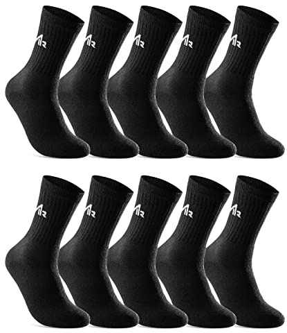 Lot de 10 Paires de Chaussettes de Sport, de Tennis, de Travail Homme Femme Coton i1R (Noir 43-46)