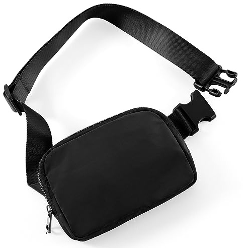 ODODOS Unisex Mini Belt Bag with Adjustable Strap Small Fanny Pack for Workout Running Traveling Hiking, Black