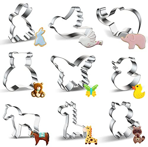 Ausstechformen Tiere Ausstecher, DIY Ausstechform Tiere, 9 Stück Keksausstecher Plätzchen Ausstecher Tiere, Ausstecher Keksausstecher Edelstahl für Backen Fondant Plätzchen