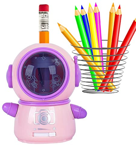 Rianpesn Sacapuntas, Sacapuntas con Pilas, Parada automática, sacapuntas eléctrico súper rápido para Colores, Aula, niños