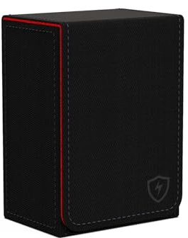 Boltquan Custodia per carte da poker a due piani, contiene due set di carte da poker, supporto a doppio mazzo di alta qualità con design elegante e chiusura sicura (nero-rosso)