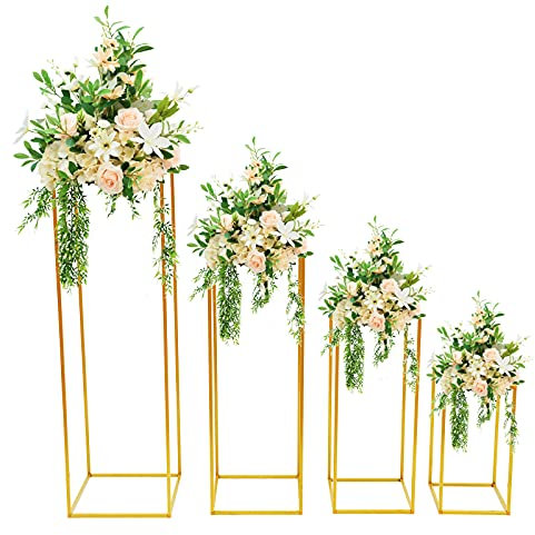 JINPRDAMZ 4 supporti per fiori per matrimoni,centrotavola,100 cm,80 cm,60 cm,40 cm,in metallo,supporto per fiori alto,geometrico,colonna di fiori per decorazioni per la casa,soggiorno,feste
