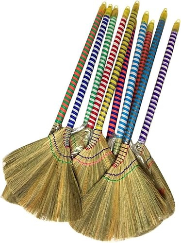 (2 Packs) Vietnamese Straw Brooms - 40 Indoor Brooms with Natural Bristles for Sweeping, Cleaning, and Home Decor