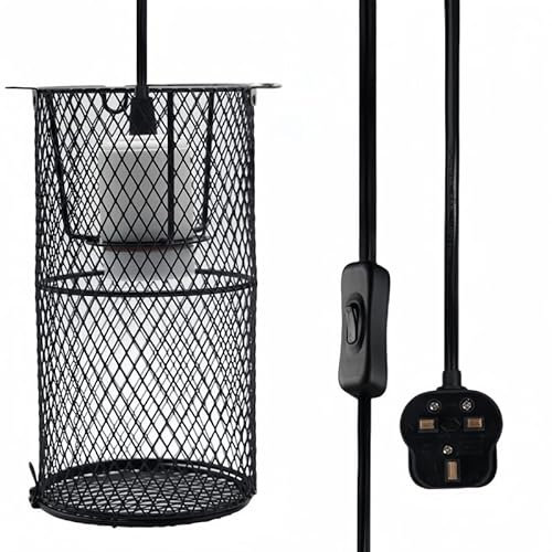 PetFizz Reptile Ceramic Lamp Holder Guard, Anti-hot Cage for Heat Lamp Bulb, UVA UVB Bulb, Basking Light, Ceramic Lamp Holder for Reptile, Bird, Tortoise, Lizard, Bearded Dragon