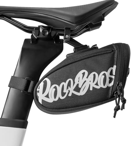 ROCKBROS Sacoche de Selle de Vélo Mini Vélo sous la Selle, Sac de Siège Arrière pour VTT Route, Ville Portable 0.8L Ultraléger Noir