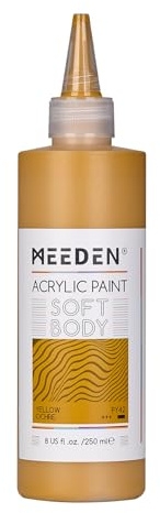 MEEDEN Mjuk Akrylfärg: Gulockra 250ml Akrylfärg i Ergonomisk Flaska - Flytande Konstfärger för Konstnärer och Dukmålning