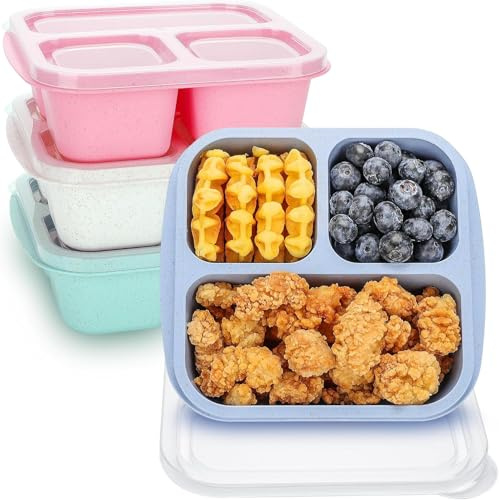 Hoqque Porta Pranzo Lunch Box 4 Set Portamerenda Bambina Scuola Portapranzo Bento Bambino Schiscetta Plastica Contenitori Ufficio Ermetico Portavivande Lunchbox