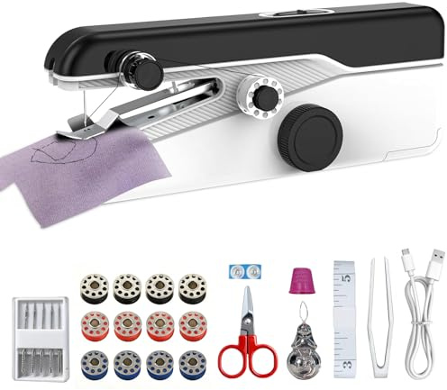 Macchina da Cucire Portatile, Cucitrice Portatile, Doppia Velocità, Ideale per Principianti del Cucito/Amanti del Fai da Te, Mini Elettrica per Casa Compatta per Riparazioni/Cuciture Leggeri